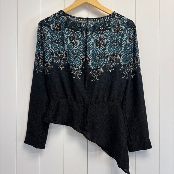 BCBG Maxazria Womens Boho Asymmetrical Top Size XXS Keyhole Back Career Office - Picture 2 of 10